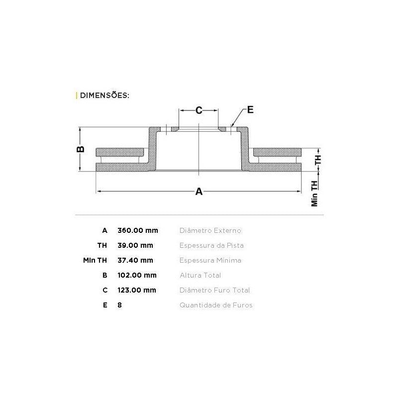 Disco  Freio Dianteiro Dodge Ram 2500  2009 A 2012